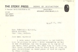 [Telegrama] 1950 mar. 21, Long Island, New York, [Estados Unidos] [a] Gabriella Mistral, Hotel Mocambo, Veracruz, México