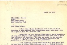[Carta] 1950 abr. 14, Hotel México, Jalapa, Veracruz, México [a] Billie Watson, New York, [Estados Unidos]