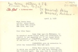 [Carta] 1950 apr. 3, Indiana, [Estados Unidos] [a] Doris Dana co Alice Moore, Mexcio City, México