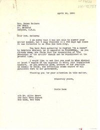 [Carta] 1950 apr. 16, New York, [Estados Unidos] [a] rev. Raban Hathorn, Indiana, U.S.A.