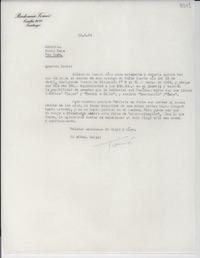[Carta] 1954 mayo 19, [Santiago] [a] Doris Dana, New York