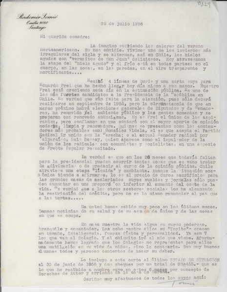 [Carta] 1956 jul. 29, [Santiago, Chile] [a] [Gabriela Mistral]