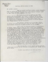[Carta] 1954 oct. 18, Santiago [a] Gabriela Mistral