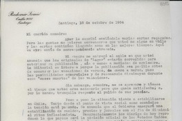 [Carta] 1954 oct. 18, Santiago [a] Gabriela Mistral
