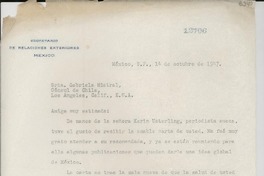 [Carta] 1947 oct. 14, México D. F. [a] Gabriela Mistral, Cónsul de Chile, Los Angeles, California, [EE.UU.]