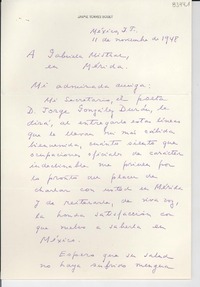 [Carta] 1948 nov. 11, México, D. F., México [a] Gabriela Mistral, Mérida, México