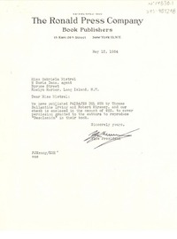 [Carta] 1954 may 12, New York, [Estados Unidos] [a] Gabriela Mistral co Doris Dana, New York, [Estados unidos]
