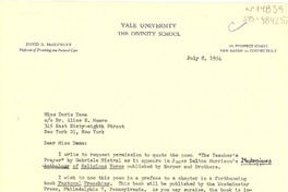 [Carta] 1954 jul. 8, New Haven, Connecticut, [Estados Unidos] [a] Doris Dana co Alice E. Moore, New York, [Estados unidos]