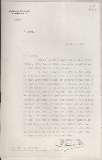 [Circular] N° 539, 1947 mar., Washington [a] Sta. Lucila Godoy, Cónsul de Chile en Los Angeles, California