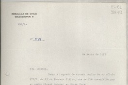 [Circular] N° 539, 1947 mar., Washington [a] Sta. Lucila Godoy, Cónsul de Chile en Los Angeles, California