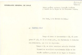 [Oficio] N° 0201-164, 1954 feb. 3, New York, [EE.UU.] [a la] Señorita Gabriela Mistral