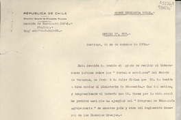 Oficio N° 252, 1950 oct. 24, Santiago, Chile [a la] Srta. Lucila Godoy, Cónsul de Chile en Comisión, Jalapa, Veracruz, México