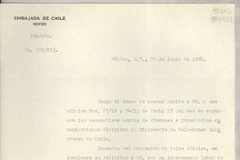 [Oficio] N° 383223, 1950 jun. 22, México D. F. [a] Señorita Gabriela Mistral, Cónsul de Chile en Comisión, Jalapa, Ver.