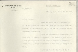 [Oficio] N° 617156, 1950 jul. 20, México D. F. [a] Gabriela Mistral, Cónsul de Chile, Veracruz