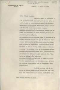 [Oficio] N° 66, 1935 ene. 3, Madrid, España [al] Señor Cónsul General de Chile