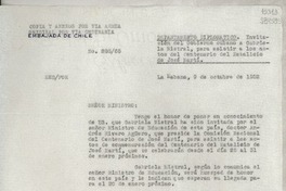 [Oficio] N° 28865, 1952 oct. 9, La Habana, [Cuba] [al] Señor Ministro de Relaciones Exteriores, Santiago de Chile