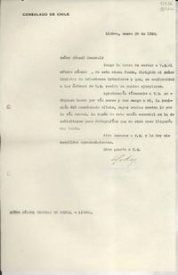 [Oficio], 1936 ene. 28, Lisboa, [Portugal] [a] Señor Cónsul General de Chile, Lisboa