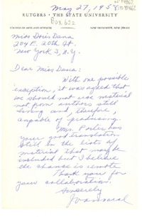 [Carta] 1958 may 27, New Brunswick, New Jersey, [Estados Unidos][a] Doris Dana, New York, [Estados Unidos]