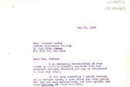 [Carta] 1964 may 19 New York, [Estados Unidos] [a] Eleanor Worley, New York, [Estados Unidos]