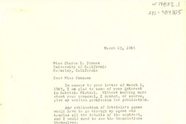 [Carta] 1965 mar. 23, New York, [Estados Unidos] [a] Sharon E. Duncan, Berkeley, California, [Estados Unidos]