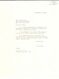 [Carta] 1965 nov. 6, New York, [Estados Unidos] [a] mr. Quincy Howe, New York, [Estados Unidos]