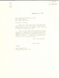 [Carta] 1965 nov. 6, New York, [Estados Unidos] [a] Eleanor Davidson Worley, New York, [Estados Unidos]