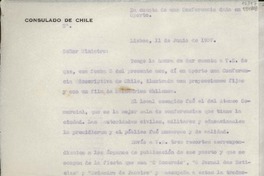 [Oficio] 1937 jun. 11, Lisboa, [Portugal] [al] Señor Ministro de Relaciones Exteriores y Comercio, Santiago, Chile