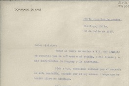 [Oficio] 1938 jul. 1, Santiago, Chile [al] Señor Ministro de Relaciones Exteriores