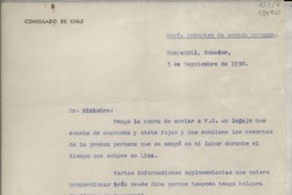 [Oficio] 1938 sept. 3, Guayaquil, Ecuador [al] Sr. Ministro de Relaciones Exteriores de Chile