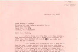 [Carta] 1966 nov. 30, New York, [Estados Unidos] [a] miss Nancy D. Gordon, Boston, Massachusetts, [Estados Unidos]
