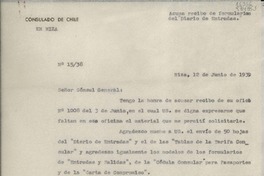 [Oficio] N° 1538, 1939 jun. 12, Niza, [Francia] [al] Señor Cónsul General de Chile en Francia