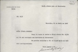 [Oficio] N° 329, 1947 abr. 28, Monrovia, [EE.UU.] [al] Señor Cónsul General de Chile en Nueva York, [EE.UU.]