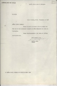 [Oficio] N° 7826, 1947 dic. 20, Santa Barbara, [Estados Unidos] [al] Señor Cónsul General de Chile en Nueva York