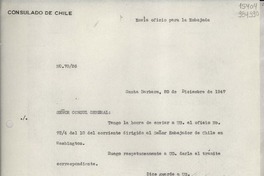 [Oficio] N° 7826, 1947 dic. 20, Santa Barbara, [Estados Unidos] [al] Señor Cónsul General de Chile en Nueva York