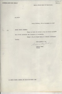 [Oficio] N° 7927, 1947 dic. 20, Santa Barbara, [Estados Unidos] [al] Señor Cónsul General de Chile en Nueva York