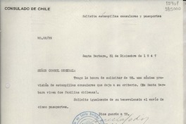 [Oficio] N° 8229, 1947 dic. 31, Santa Barbara, [Estados Unidos] [al] Señor Cónsul General de Chile en Nueva York