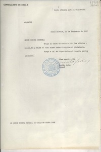 [Oficio] N° 8430, 1947 dic. 31, Santa Barbara, [Estados Unidos] [al] Señor Cónsul General de Chile en Nueva York