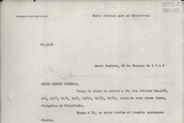 [Oficio] N° 164, 1948 feb. 28, Santa Barbara, [Estados Unidos] [al] Señor Cónsul General de Chile en Nueva York