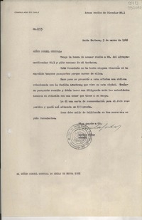 [Oficio] N° 175, 1948 mar. 5, Santa Barbara, [Estados Unidos] [al] Señor Cónsul General de Chile en Nueva York