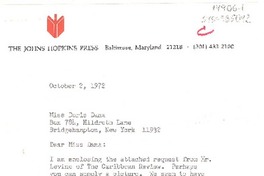 [Carta] 1972 sep. 21, [Baltimore, Maryland, Estados Unidos] [a] , Doris Dana, Bridghampton, New York, [Estados Unidos]
