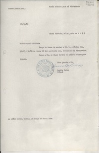 [Oficio] N° 4012, 1948 jun. 26, Santa Barbara, [EE.UU.] [al] Señor Cónsul General de Chile en Nueva York, [EE.UU.]