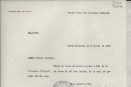 [Oficio] N° 4214, 1948 jul. 21, Santa Barbara, [EE.UU.] [al] Señor Cónsul General de Chile en Nueva York, [EE.UU.]