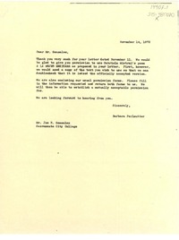 [Carta] 1972 nov. 14, [Estados Unidos] [a] Joe R. Gonzalez, Sacramento, [Estados Unidos]