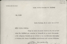 [Oficio] N° 4618, 1948 jul. 21, Santa Barbara, [EE.UU.] [al] Señor Cónsul General de Chile en Nueva York, [EE.UU.]