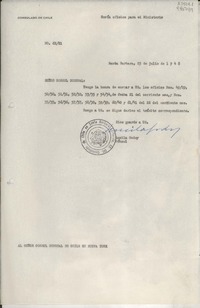 [Oficio] N° 6221, 1948 jul. 23, Santa Barbara, [EE.UU.] [al] Señor Cónsul General de Chile en Nueva York, [EE.UU.]