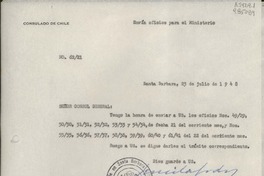 [Oficio] N° 6221, 1948 jul. 23, Santa Barbara, [EE.UU.] [al] Señor Cónsul General de Chile en Nueva York, [EE.UU.]