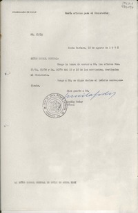 [Oficio] N° 6723, 1948 ago. 16, Santa Barbara, [EE.UU.] [al] Señor Cónsul General de Chile en Nueva York, [EE.UU.]