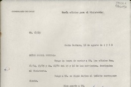 [Oficio] N° 6723, 1948 ago. 16, Santa Barbara, [EE.UU.] [al] Señor Cónsul General de Chile en Nueva York, [EE.UU.]