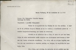 [Oficio] 1948 oct. 28, Santa Barbara, [Estados Unidos] [a] Excmo. Sr. Embajador Claudio Bowers, Santiago de Chile