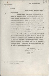 [Oficio] N° 9062, 1948 dic. 22, Fortín, México [al] Señor Ministro de Relaciones Exteriores, Santiago de Chile